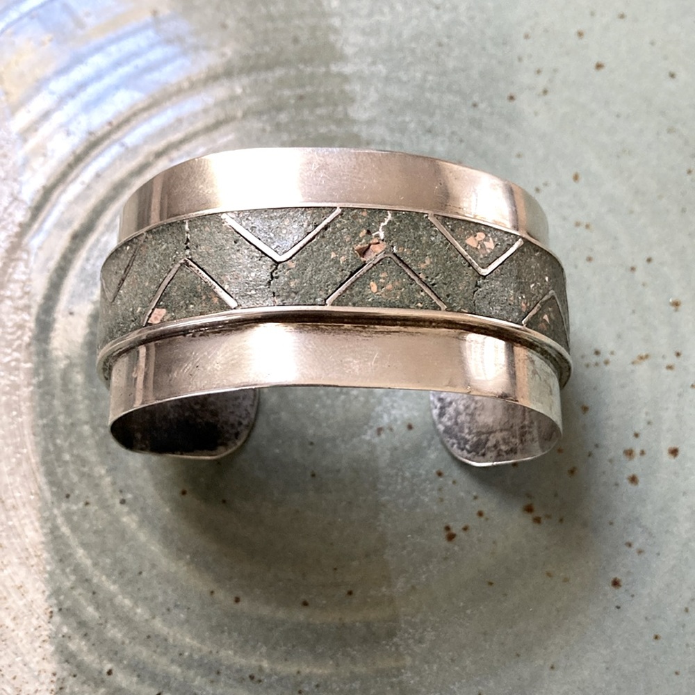 Rare Unstabilized Gonzalez Sterling Turquoise Inlay Cuff
